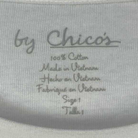 Chico’s Women’s Cotton Pullover Crew Neck LLong Sleeve T-Shirt White Size 1 - Picture 7 of 7